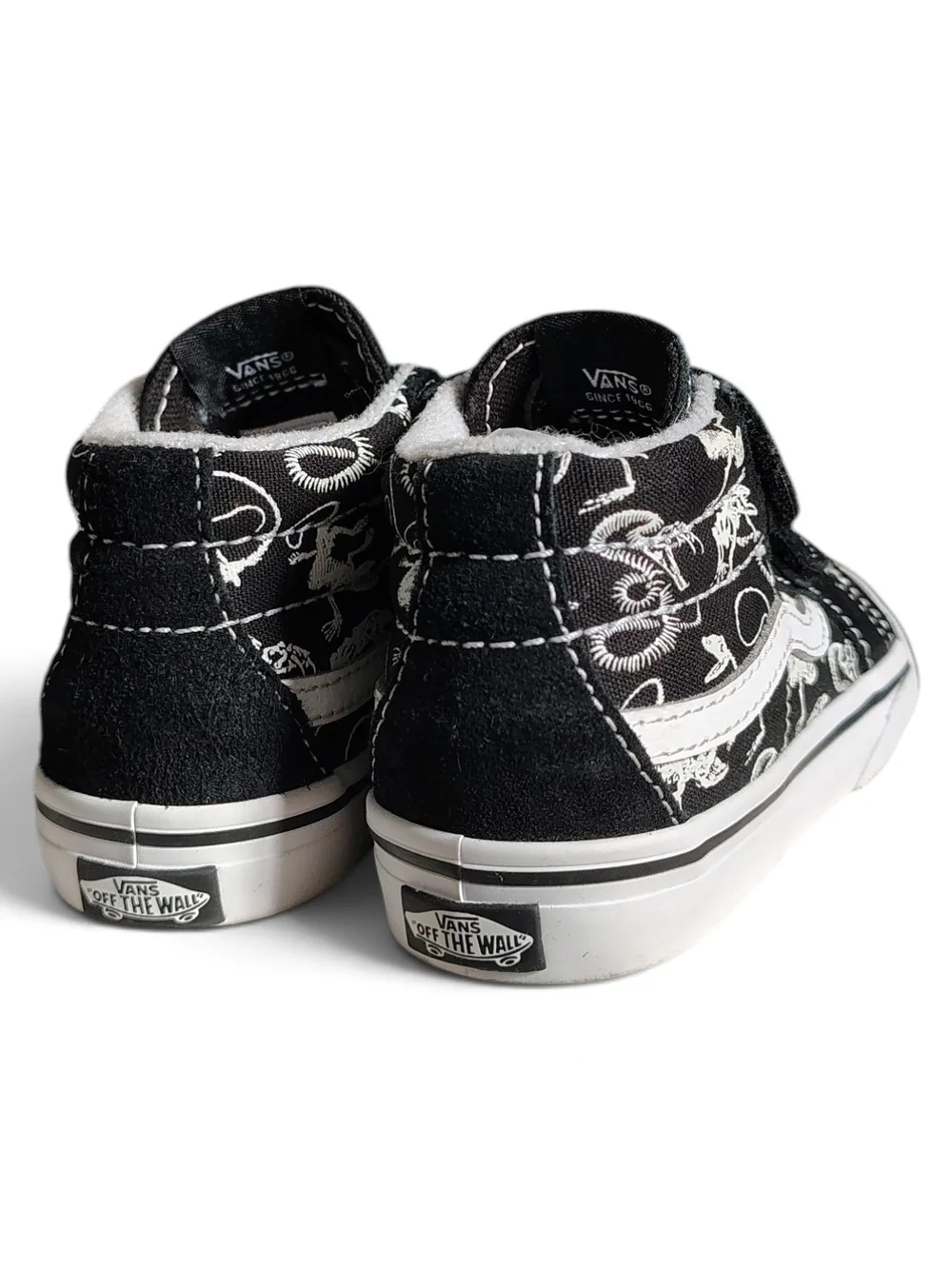 Vans Toddler Sk8-Mid Reissue V Glow Dino Skeleton Sneakers Black Size 8T